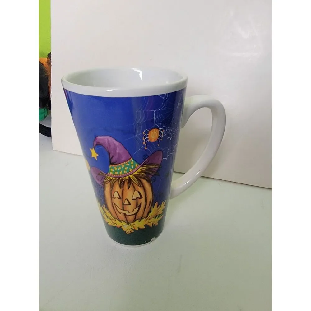 Vintage‎ Halloween Tall Coffee Mug Tea Cup Pumpkin Jack O Lantern